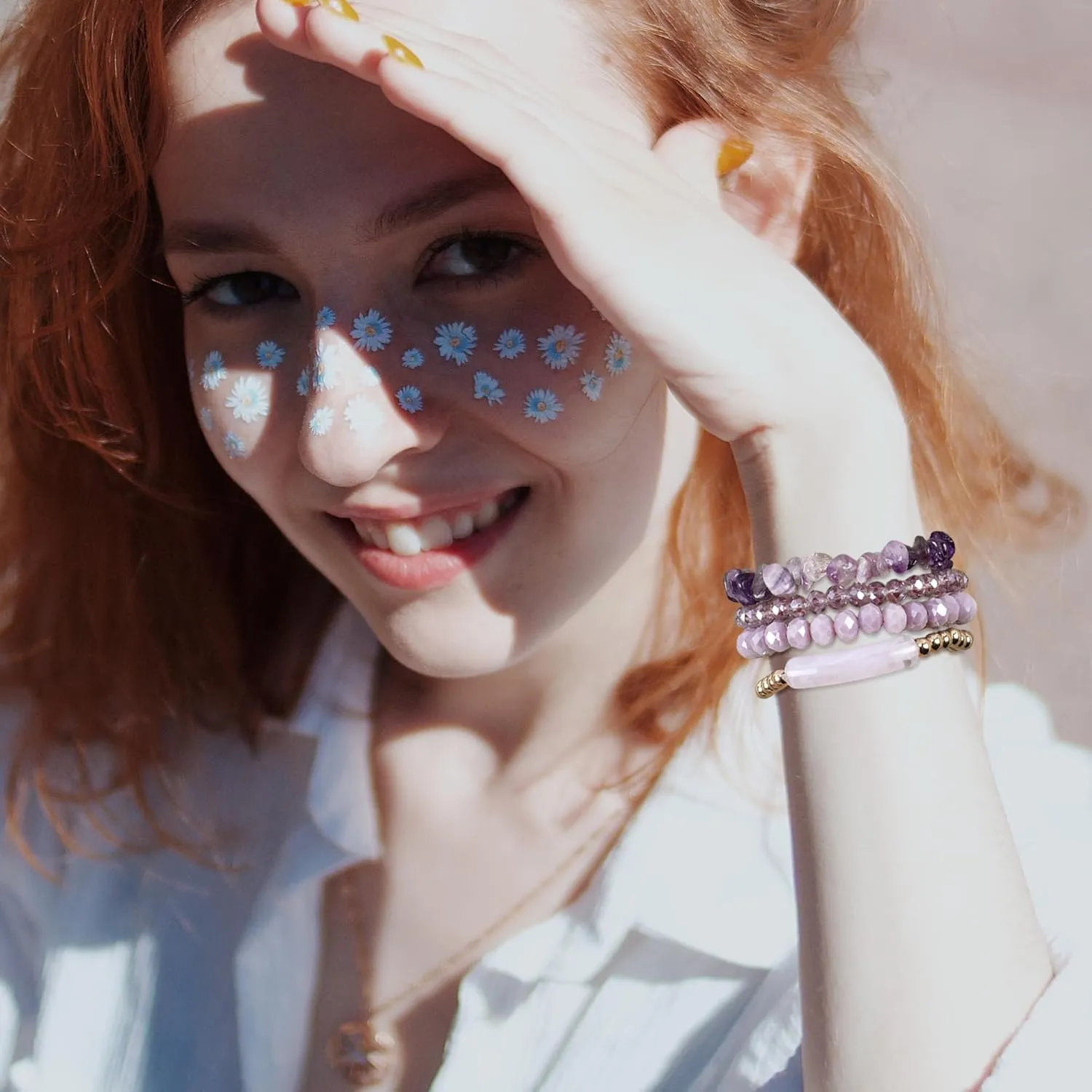Bohemian Bead Bracelet Multi-Layer Glass Beads Alloy Crystal Summer Beach Jewelry Gifts for Women