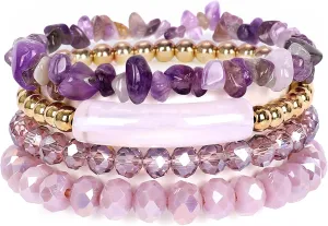 Bohemian Bead Bracelet Multi-Layer Glass Beads Alloy Crystal Summer Beach Jewelry Gifts for Women