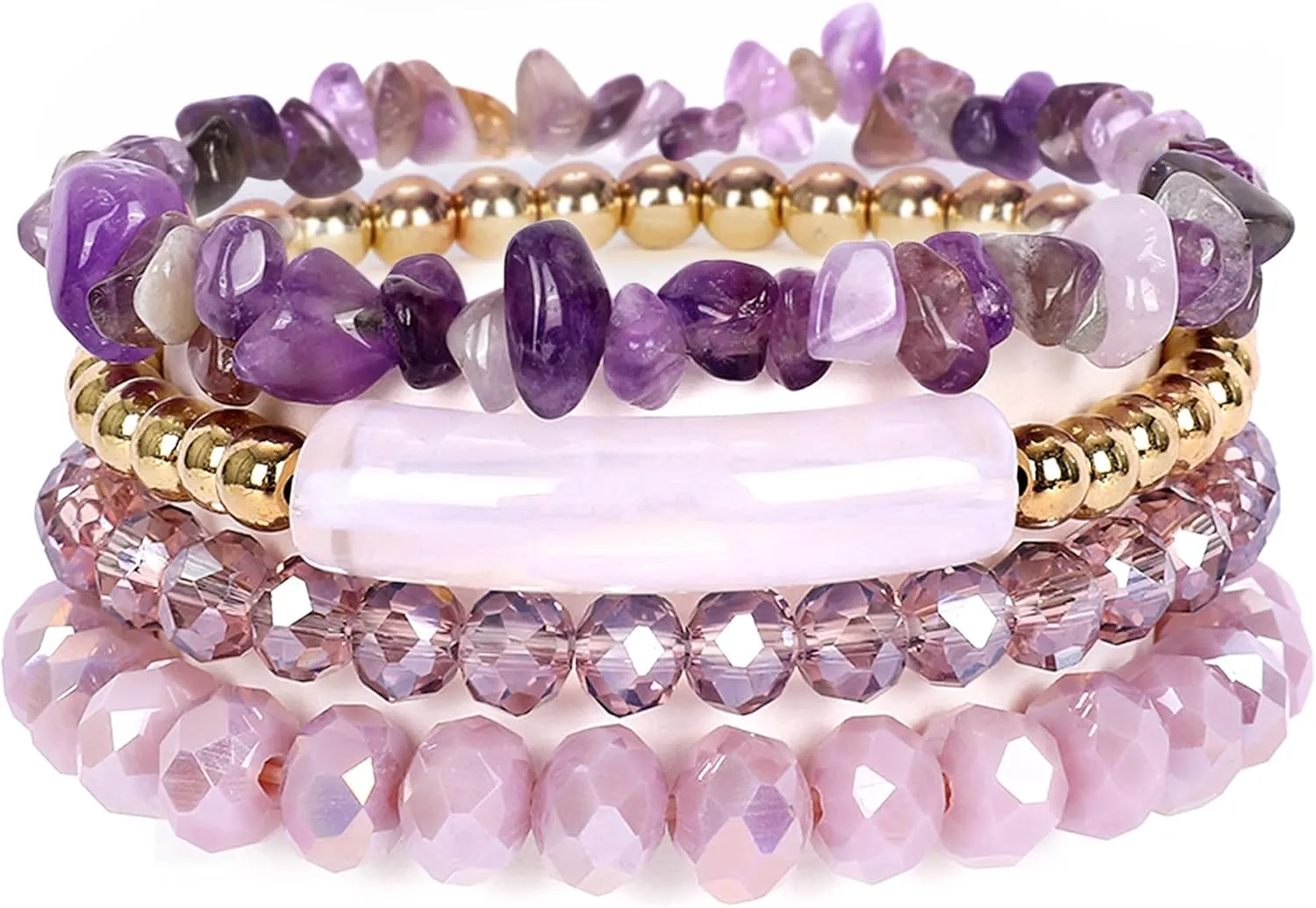 Bohemian Bead Bracelet Multi-Layer Glass Beads Alloy Crystal Summer Beach Jewelry Gifts for Women