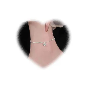 Bohemian Crystal Drop Anklet Silver Anklets Bracelet Adjustable Summer Beach Anklet Foot Chain Jewelry for Women and Girls Gifts