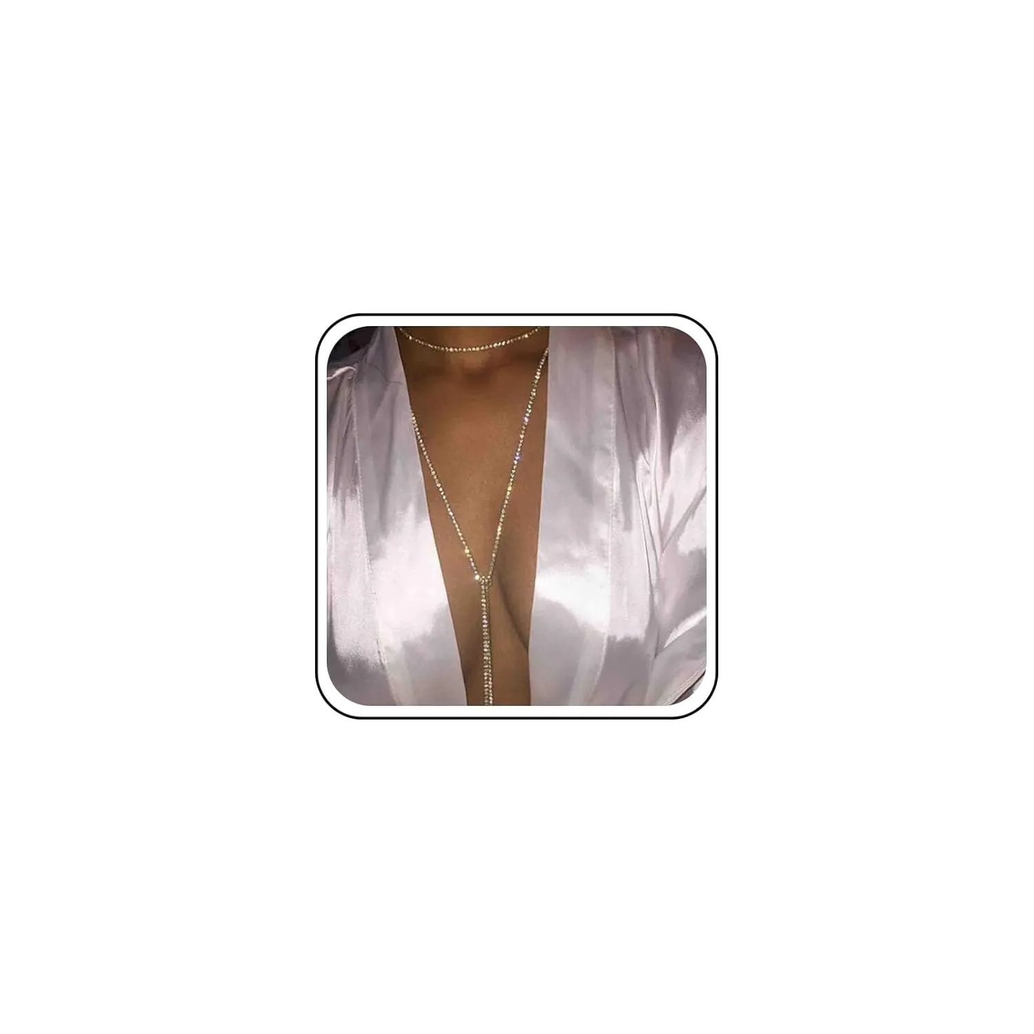 Bohemian Layered Tennis Chain Necklace Vintage Crystal Choker Necklace Silver Rhinestone Necklace Chain Adjustable Long Multi Row Tennis Necklace Chain Jewelry for Women