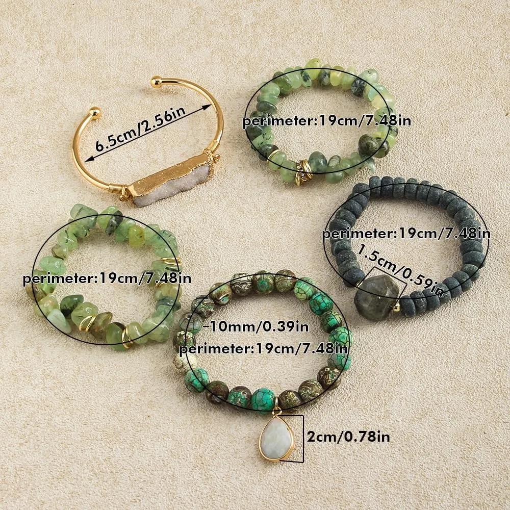 Boho Beaded Bracelets/Bangle for Women,Multilayer 5/6/7PCS Healing Natural Handmade Stone Bead Bracelets Stackable Stretch Friendship Beaded Bracelet Set Trendy Western Bohemian Jewelry Gift