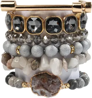 Boho Beaded Bracelets/Bangle for Women,Multilayer 5/6/7PCS Healing Natural Handmade Stone Bead Bracelets Stackable Stretch Friendship Beaded Bracelet Set Trendy Western Bohemian Jewelry Gift