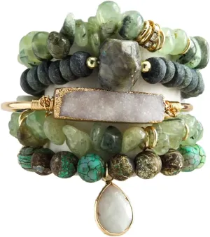 Boho Beaded Bracelets/Bangle for Women,Multilayer 5/6/7PCS Healing Natural Handmade Stone Bead Bracelets Stackable Stretch Friendship Beaded Bracelet Set Trendy Western Bohemian Jewelry Gift
