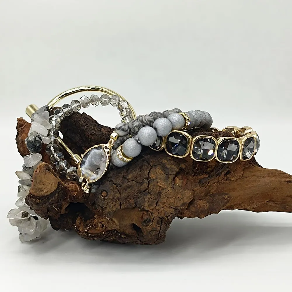 Boho Beaded Bracelets/Bangle for Women,Multilayer 5/6/7PCS Healing Natural Handmade Stone Bead Bracelets Stackable Stretch Friendship Beaded Bracelet Set Trendy Western Bohemian Jewelry Gift