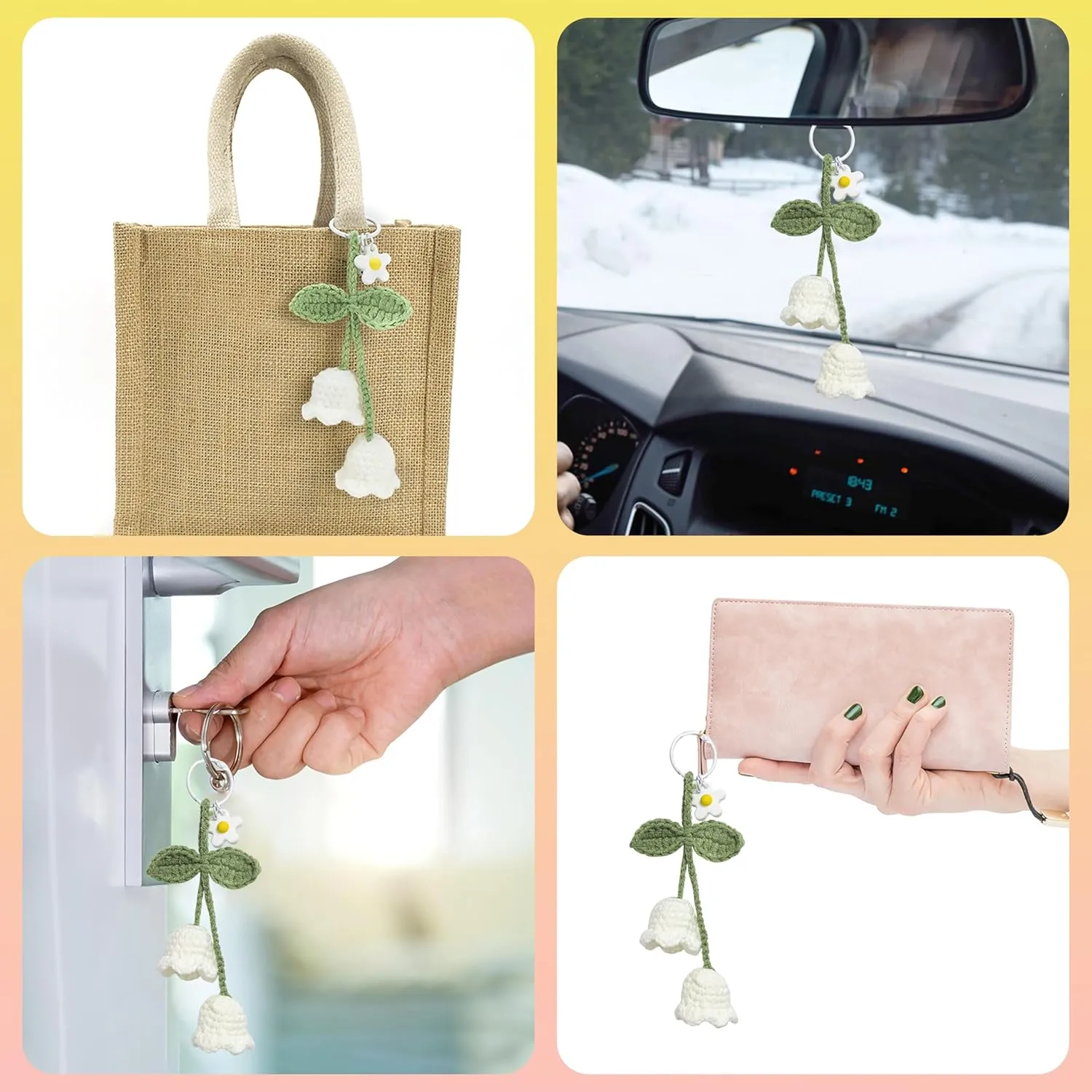 Boho Tassel Keychain for Women Charm Keychain for Car Key Ring Pendant Purse Bag Decor
