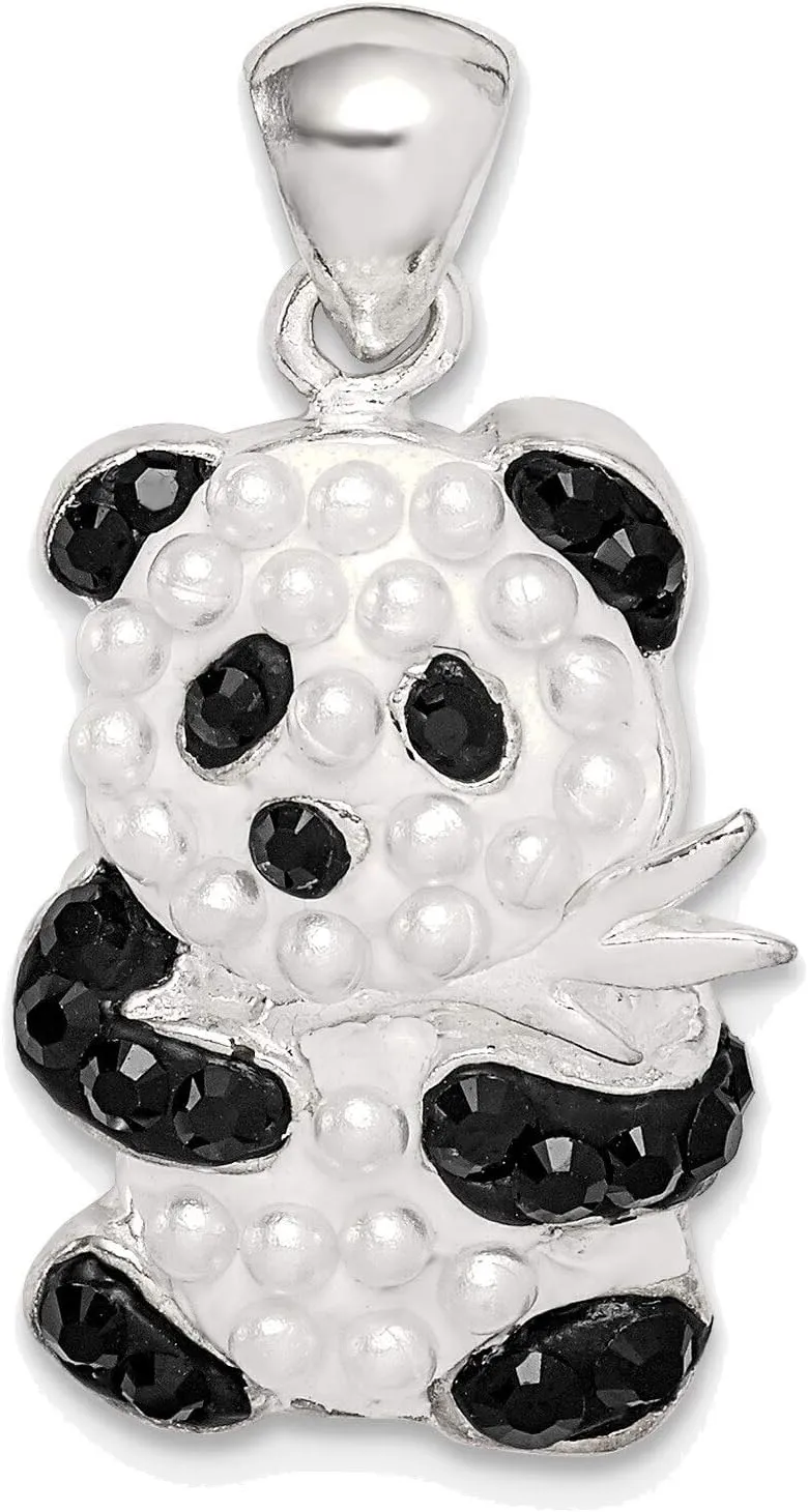 Bonyak Jewelry Sterling Silver Imitation Pearl & Preciosa Crystal Panda Pendant Exquisite
