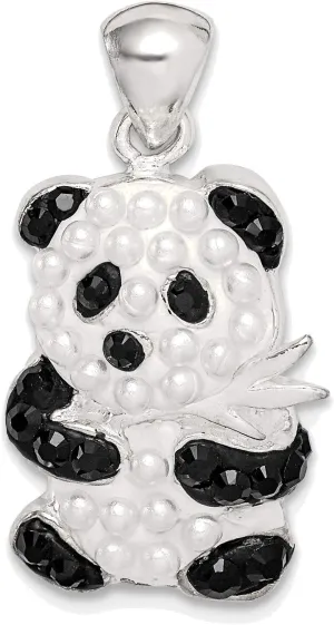 Bonyak Jewelry Sterling Silver Imitation Pearl & Preciosa Crystal Panda Pendant Exquisite