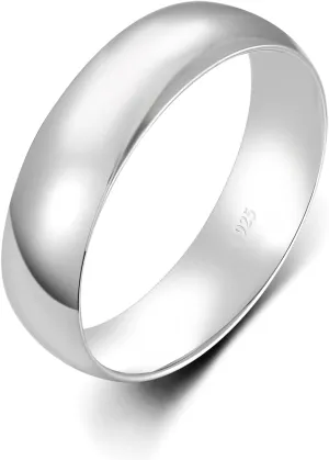 BORUO Silver Ring  925 Pure Sterling Silver Ring - Sterling Silver Rings for Women  Elegant Silver Band Rings For Women and Men - Gifts for Special Occasions 4mm, 6mm Ring Size 4-15