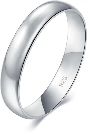 BORUO Silver Ring  925 Pure Sterling Silver Ring - Sterling Silver Rings for Women  Elegant Silver Band Rings For Women and Men - Gifts for Special Occasions 4mm, 6mm Ring Size 4-15