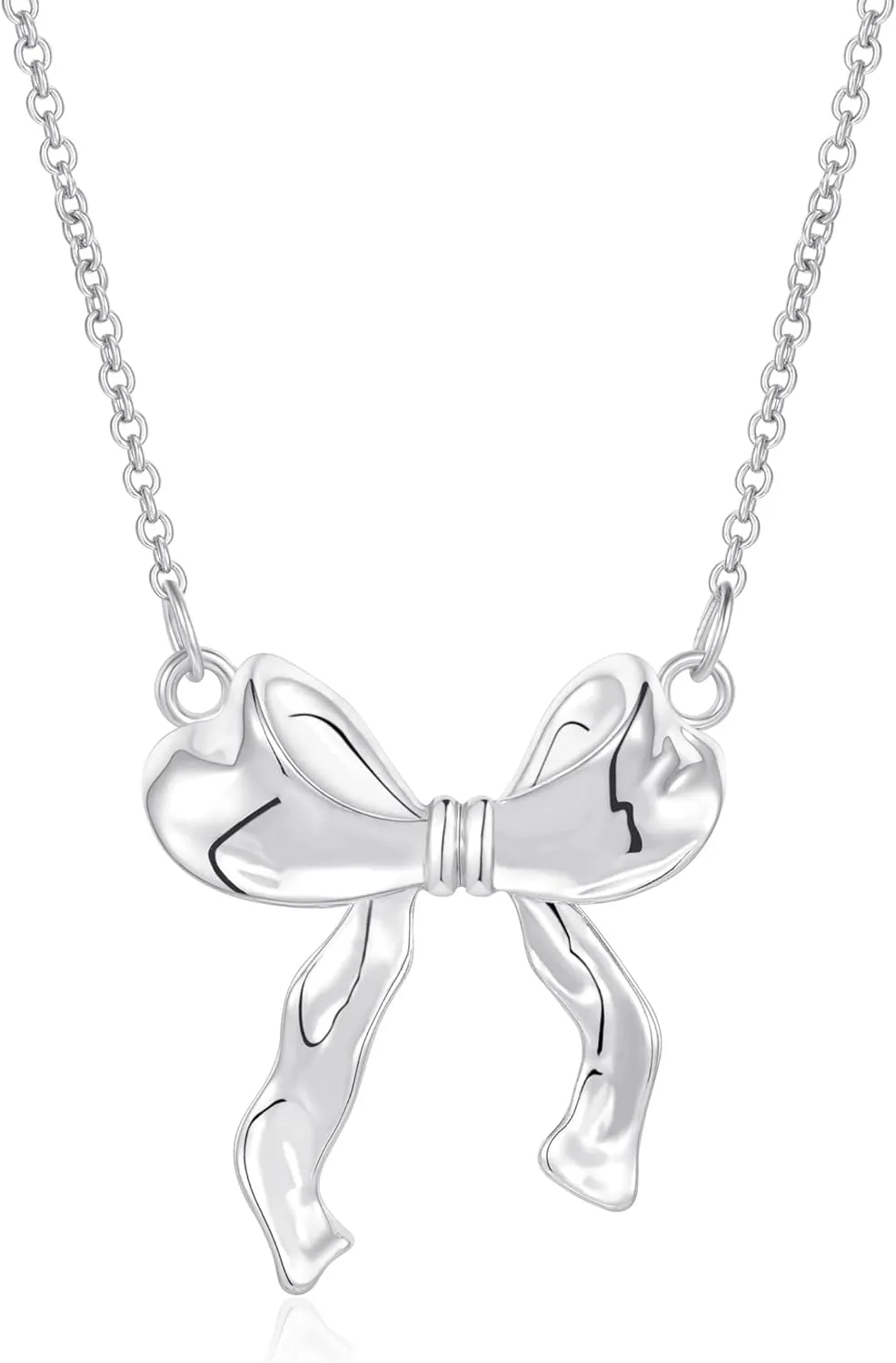 Bow Necklace for Women 14K Gold Plated Bowknot Dainty Bow Pendant Chain Necklace Fashion Jewelry Gifts