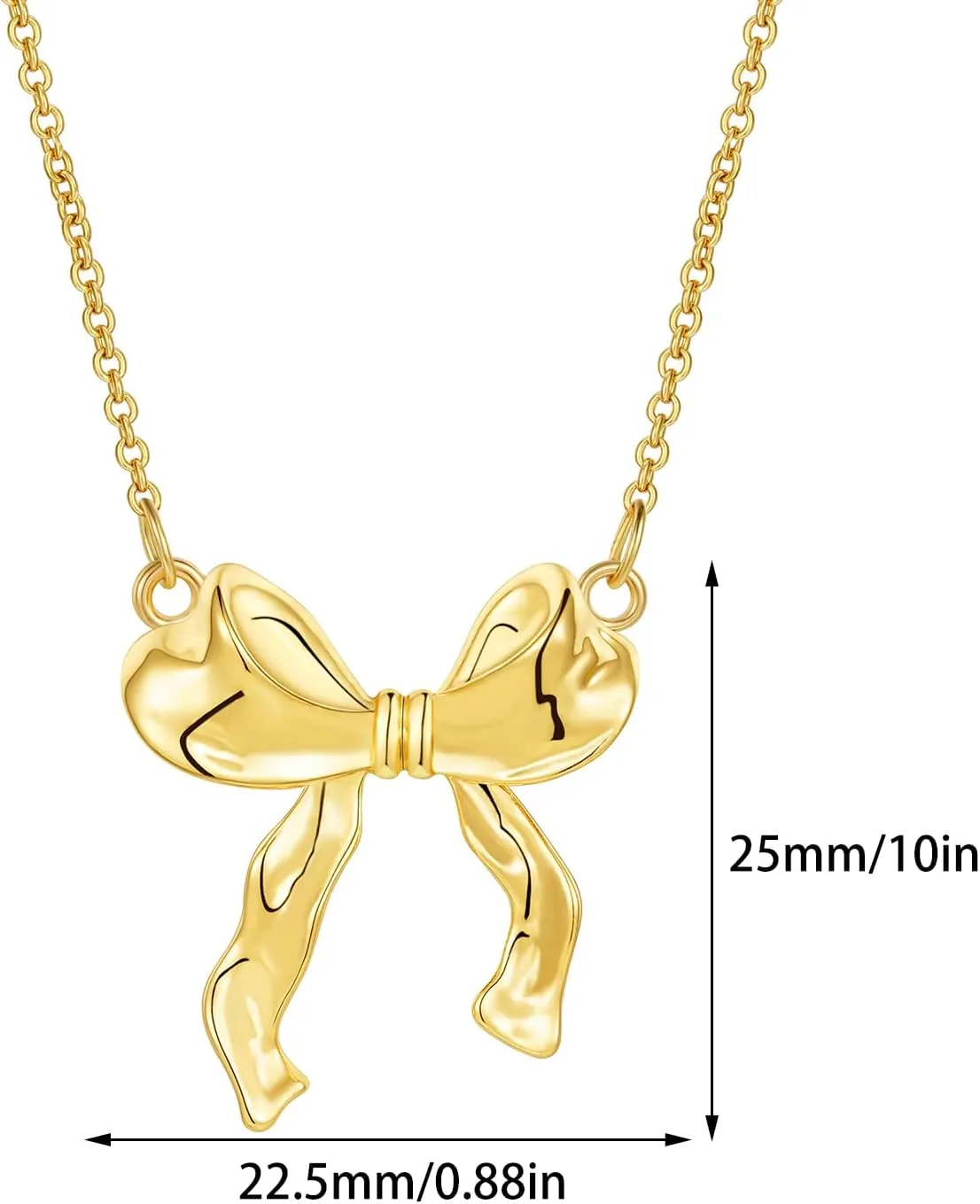 Bow Necklace for Women 14K Gold Plated Bowknot Dainty Bow Pendant Chain Necklace Fashion Jewelry Gifts