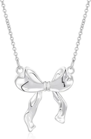 Bow Necklace for Women 14K Gold Plated Bowknot Dainty Bow Pendant Chain Necklace Fashion Jewelry Gifts