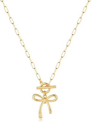 Bow Toggle Necklace for Women Trendy Simple Bow Jewelry