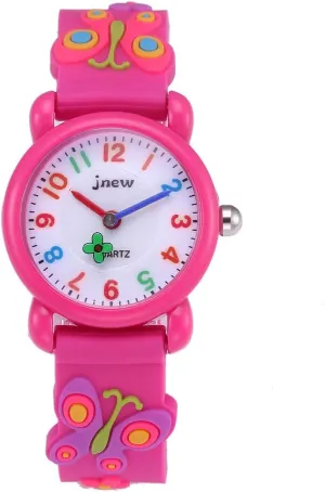 Boy's Girl's Watch,Kids Gift 3D Cartoon Japanese Quartz Silicone Kids Watch, Age 3-10 Toys for 3-15 Year Old Boys Girls Birthday Present for Kids - Best Gifts (Butterfly Rose)