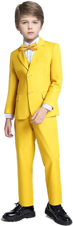 Boys Suit 5 Piece Kids Party Tuxedo Blazer Vest and Pants Set with Tie for Boy Formal