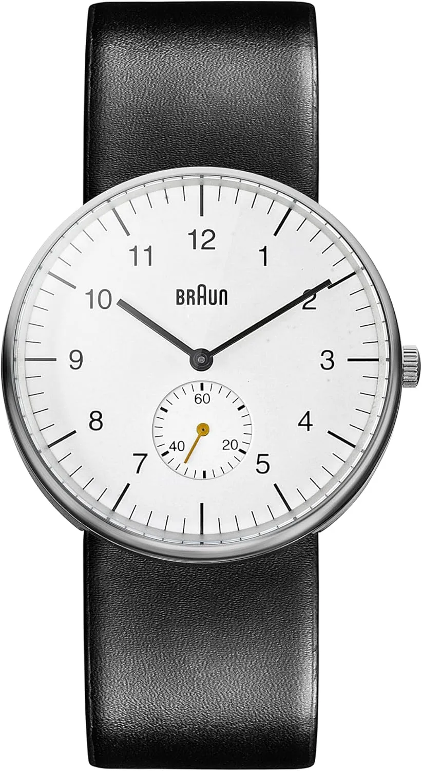 Braun Men's Three Hand Quartz Movement Watch with Analogue Display and Leather Strap