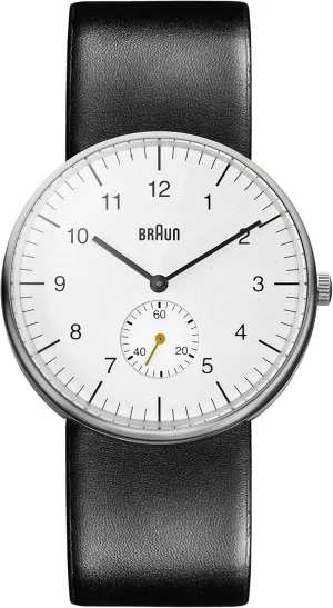 Braun Men's Three Hand Quartz Movement Watch with Analogue Display and Leather Strap
