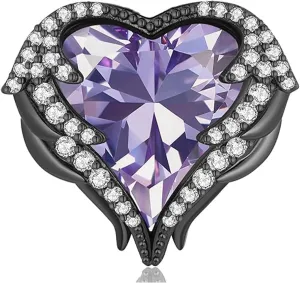 Brooches for Women Purple Heart Crystal - Austrian Rhinestone Scarf Brooch Pin Jewelry - Ladies Wedding Bouquet Broach for Birthday, Christmas, Anniversary