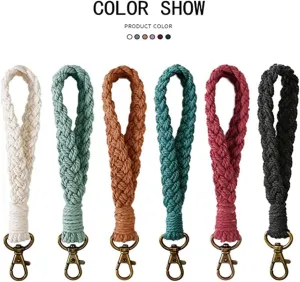 Bulk 4/6pcs Boho Macrame Keychain Bracelet Handmade Weave Exquisite Wristlet Keyring Holder Wrist Lanyard for Women