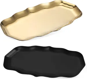 Cabilock 2Pcs Jewelry Tray Decorative Ring Dish with Wave Pattern Multi Purpose Trinket Holder for Home Storage Commercial Display