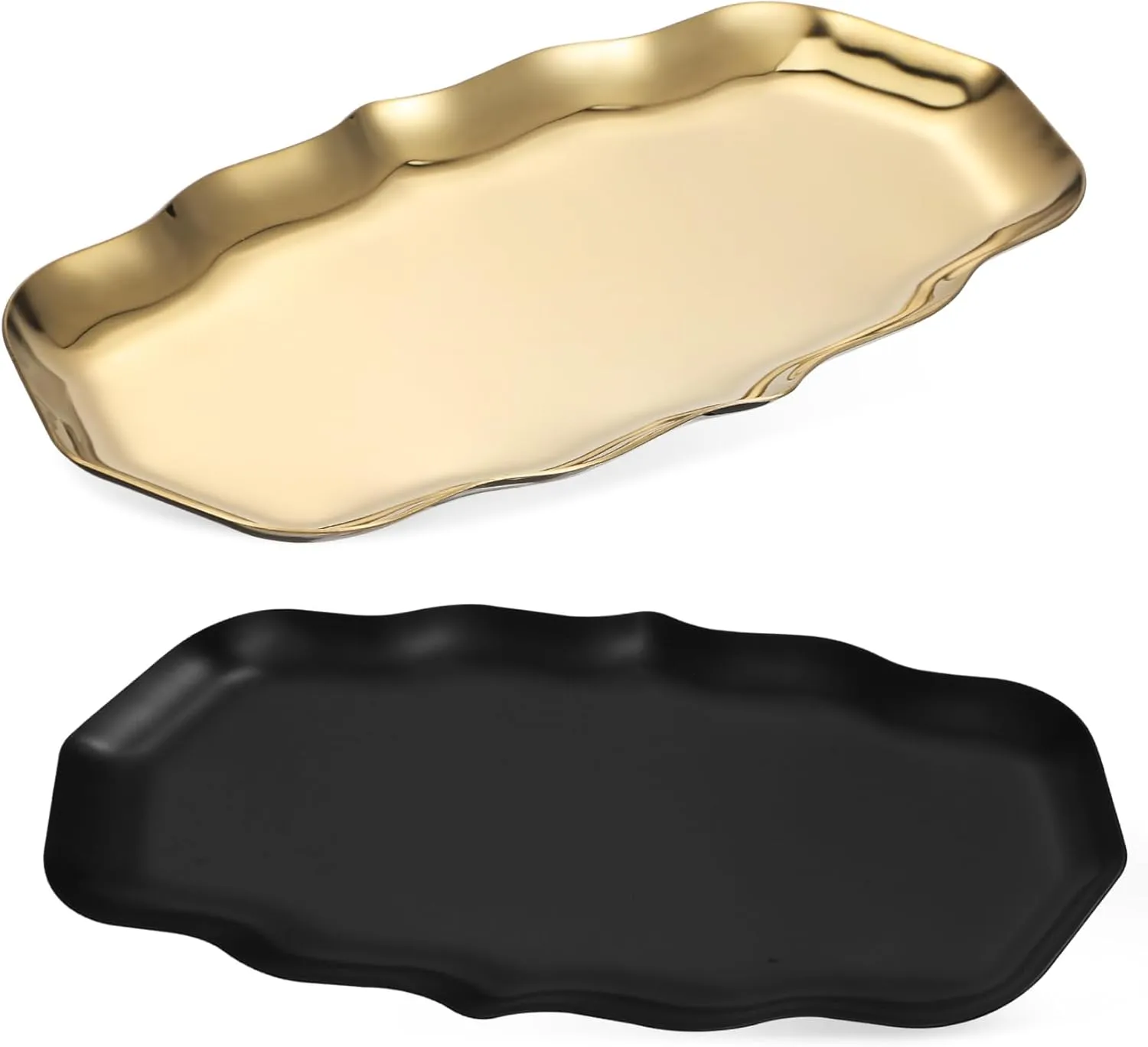 Cabilock 2Pcs Jewelry Tray Decorative Ring Dish with Wave Pattern Multi Purpose Trinket Holder for Home Storage Commercial Display