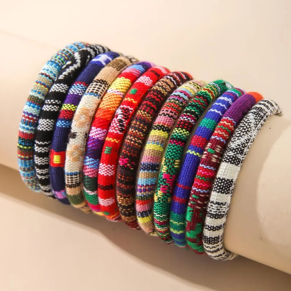 Caiyao 12Pcs Handmade Adjustable Surfer Waterproof String Bracelets Colorful Bohemian Braided Rope Bracelets Anklets Friendship Stackable Bracelet for Women Men Summer Beach Holiday Jewelry Gifts