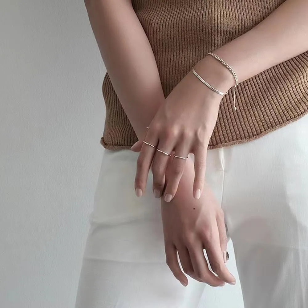 CANDYFANCY 925 Sterling Silver 1.2mm Stacked Midi Thin Rings for Women Knuckle Ring Band Stacking Ring Set Size 2.5-8.5