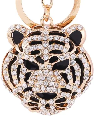 Car Keychain Rhinestone Exquisite Animal Little Tiger Head Keychain Purse Charm Car Bag Key Chain Holder Women Handbag Decor