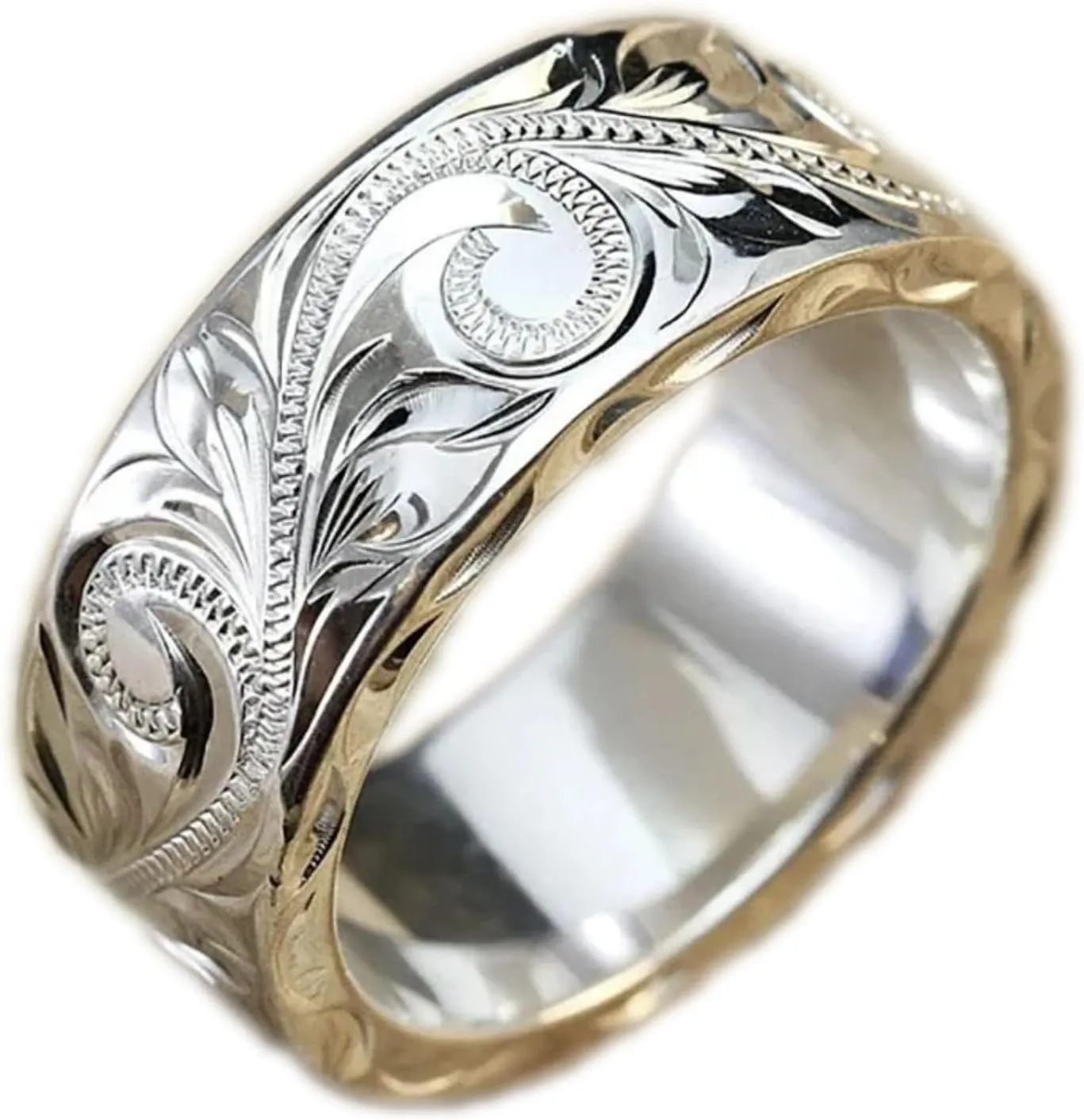 Carved Design Lovers Rings Silver Color Elegant Pattern Women Men Couple Ring Gift Jewelry