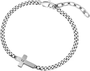 Chain Bracelet for Men Women Silver Cross Bracelets for Men,Stainless Steel Adjustable Curb Cuban Link Chain Bracelet Stylish Cross Men's Jewelry,Minimal Religious Christian Cross Jewelry,7.28-8.66''