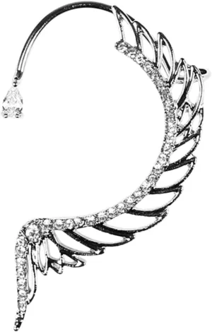 Charming Diamond Ear Cuff Clip Fashion Wing Shaped Ear Crawlers Stylish Wrap Clip for Evening Party and Wedding