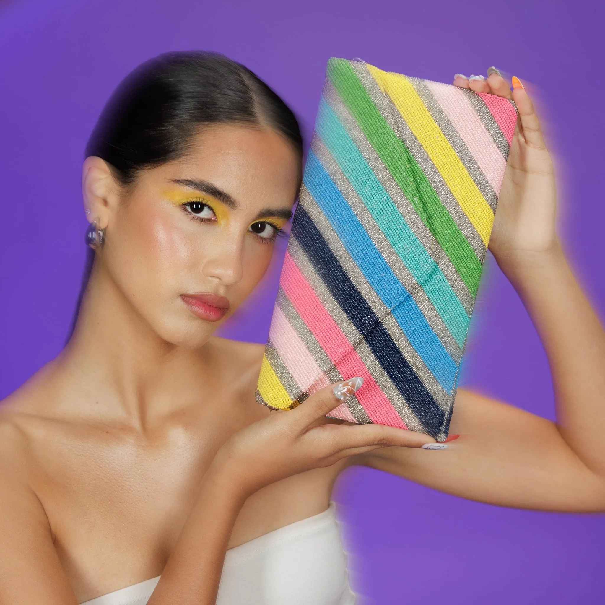 Chevron Beaded Clutch