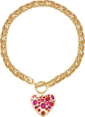 Chunky Statement Large Heart Pendant Choker Togger Lariat Pendant Necklace for Women
