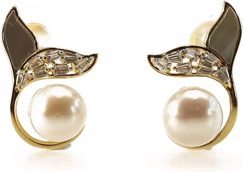 classic fashion fishtail pearl Earrings for women