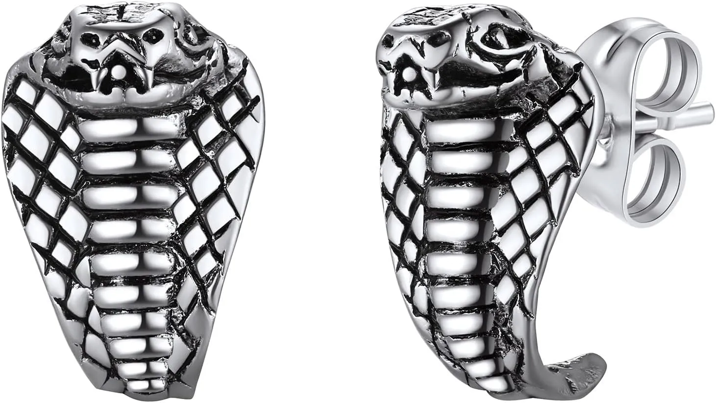 Cobra Stud Earrings for Women Silver Tiny Ear Studs Stainless Steel Dainty Comfortable Studs for Men