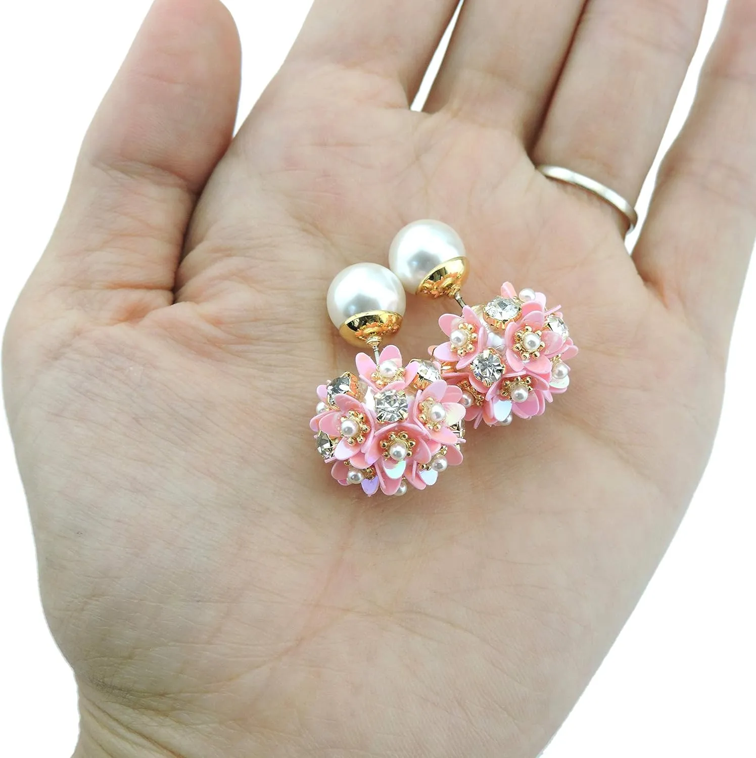 Coiris Elegant Sequins Flower Dangle Earrings For Women