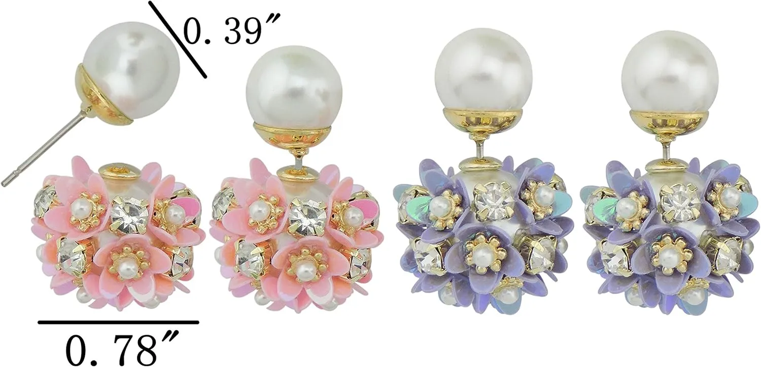Coiris Elegant Sequins Flower Dangle Earrings For Women