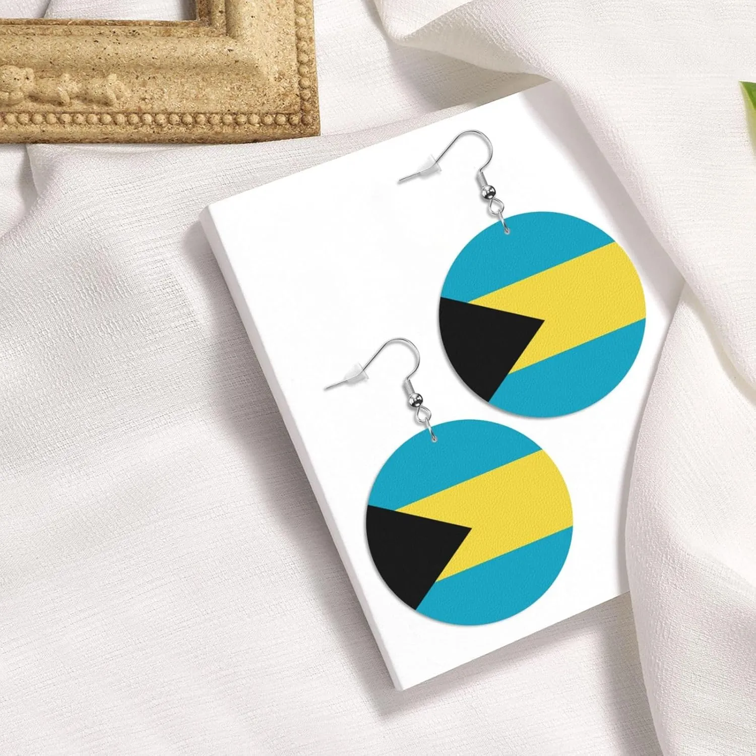 Colorado Hill Faux Leather Earrings For Women Lightweight Round Dangle Earrings Gift