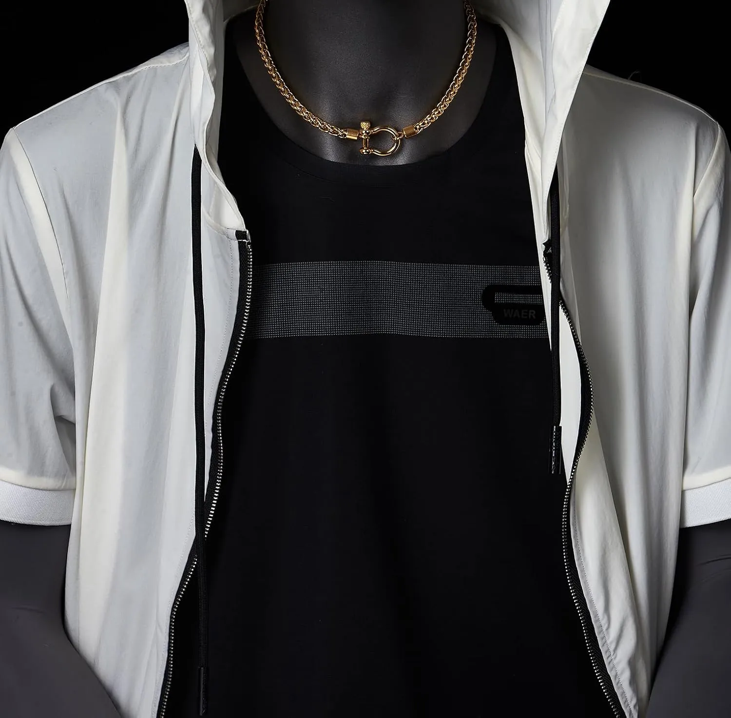 COOLSTEELANDBEYOND Mens Women Stainless Steel Foxtail Wheat Chain Necklace, Screw Anchor Shackle Nautical Sailor Clasp