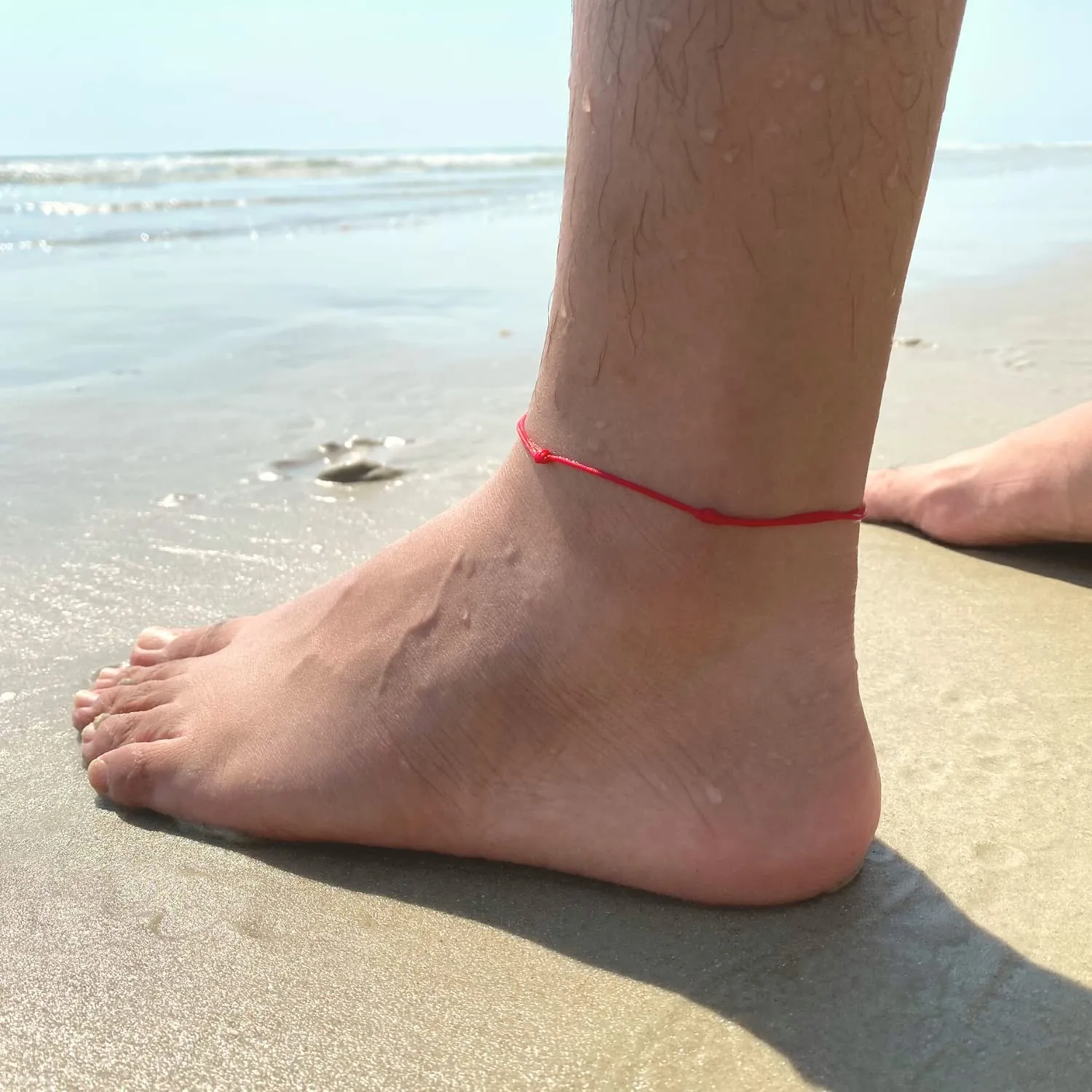 Cord Anklet for Men Women Teen Adult Unisex - Ankle Bracelet Surfer Beach String Anklets Waterproof Adjustable Jewelry Unisex Summer Accessories (one size, Red)
