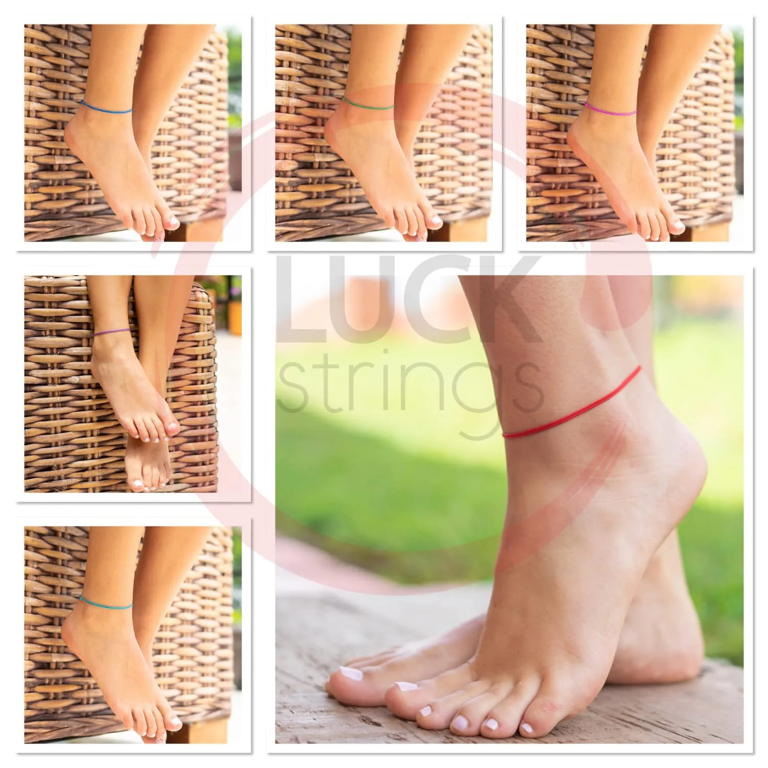 Cord Anklet for Men Women Teen Adult Unisex - Ankle Bracelet Surfer Beach String Anklets Waterproof Adjustable Jewelry Unisex Summer Accessories (one size, Red)