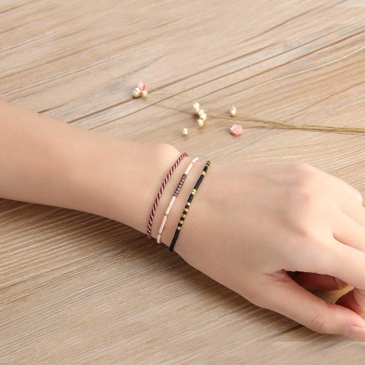 CQUAN CHI Handmade Friendship Beaded Bracelet Adjustable Colorful Miyuki Beads Bracelet