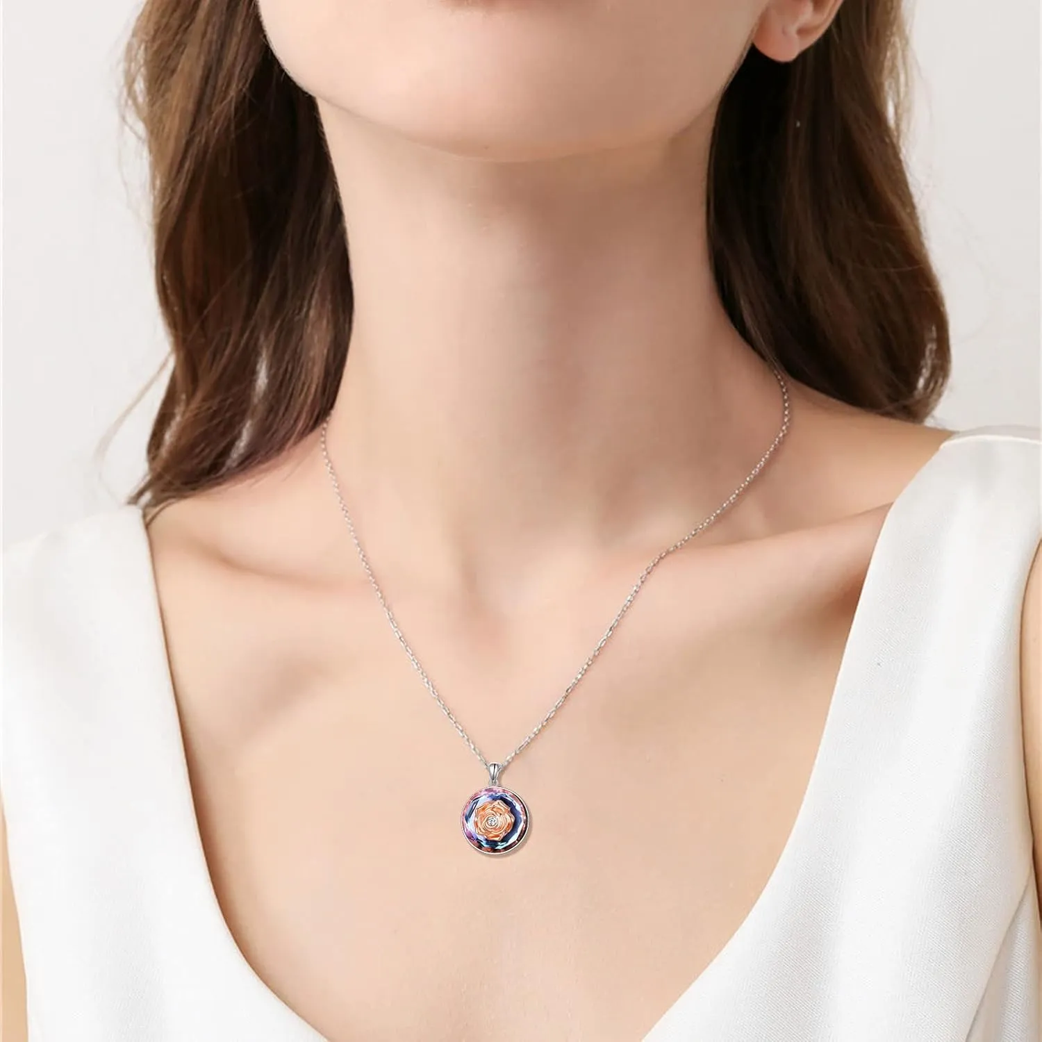 Cremation Jewelry, 925 Sterling Silver Urn Necklace for Ashes Sunflower, Rose, Lily, Hummingbird & Sunflower, Rose & Ladybug, Crescent Moon & Cat, Exquisite Memorial Keepsake Necklaces for Loss of Moom, Dad, Grandma, Grandpa and Pet