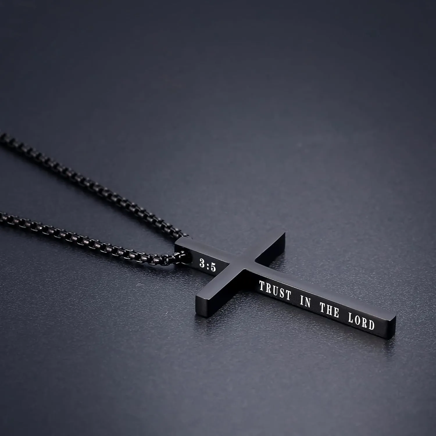 Cross Necklace for Men Christmas Gift Cross Pendant Strength Bible Verse Stainless Steel Necklaces