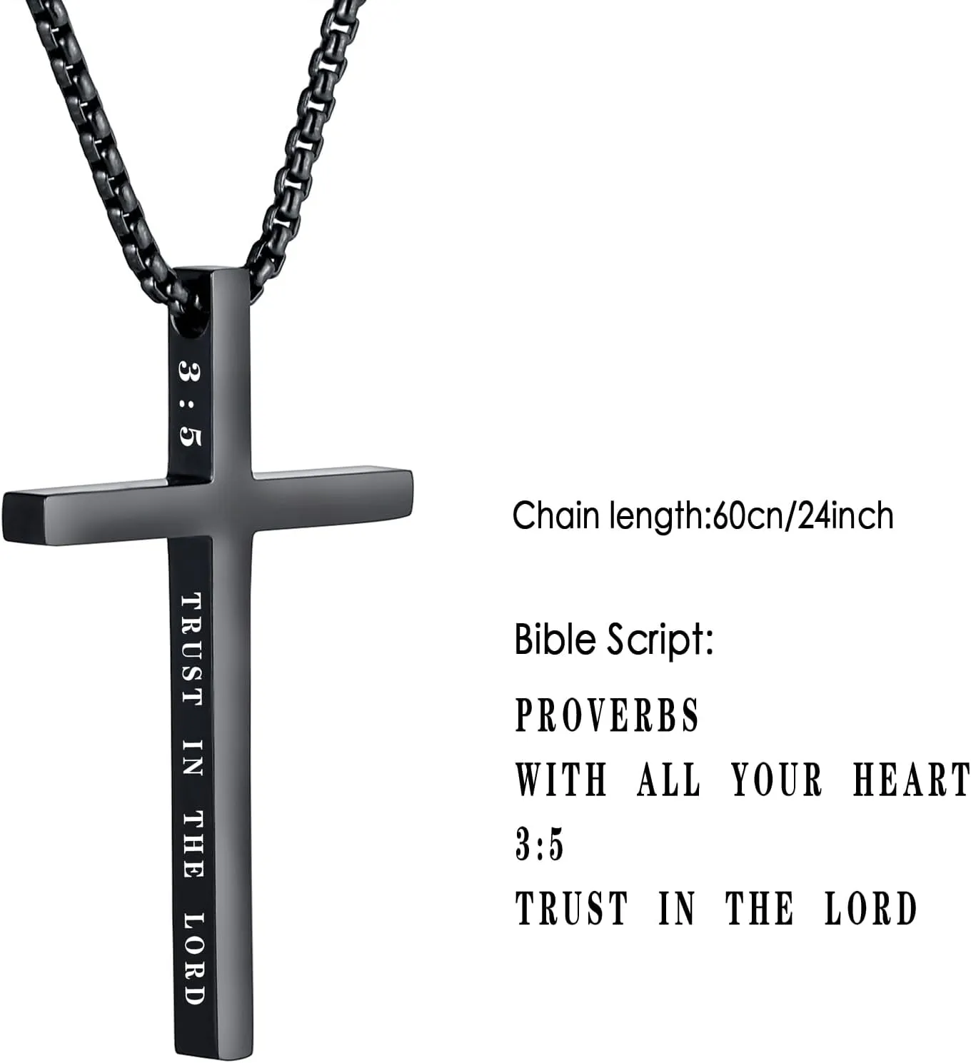 Cross Necklace for Men Christmas Gift Cross Pendant Strength Bible Verse Stainless Steel Necklaces