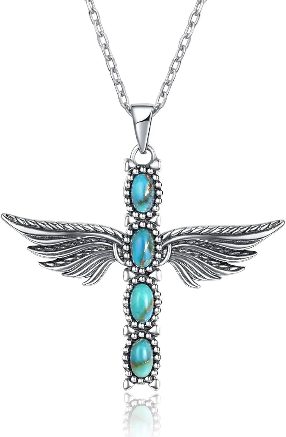 Cross Necklace for Women 925 Sterling Silver Turquoise Cross Pendant Necklaces Turquoise Jewelry Gifts for Women