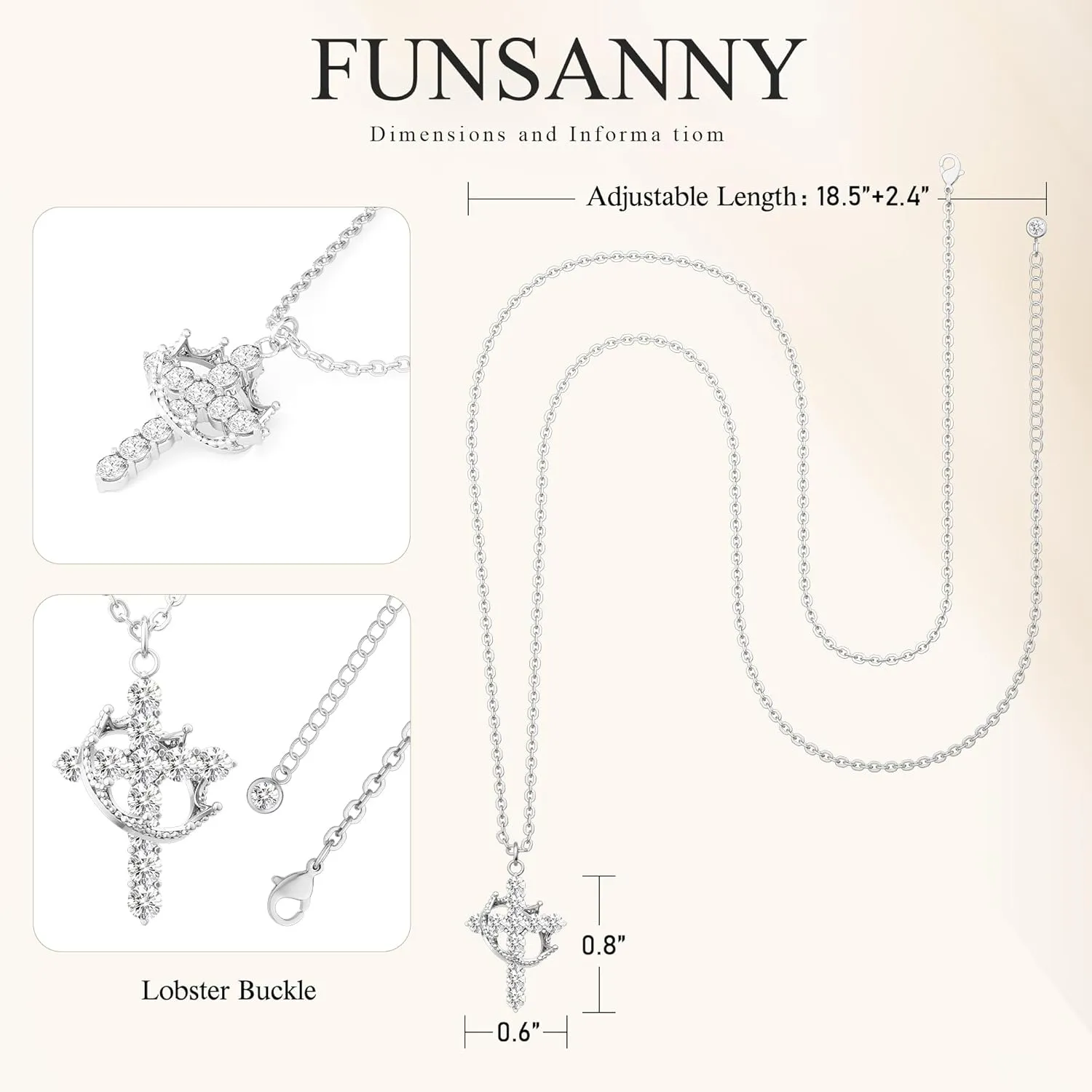 Cross Necklace for Women - Dainty Gold Necklaces Small Trendy 14K Gold/Silver/Rose Gold Plated Crown with Cross Cubic Zirconia Pendant Chain Necklace for Women Non Tarnish Gold Jewelry Gift