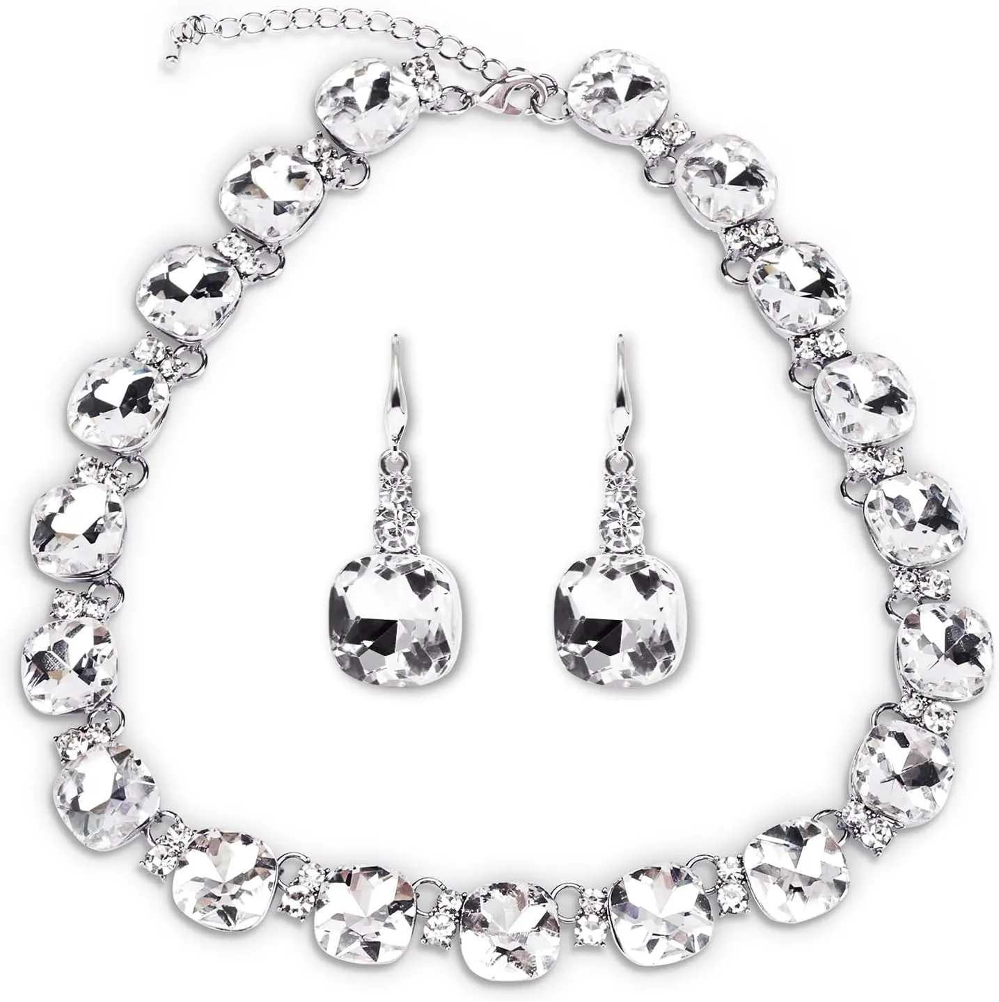 Crystal Statement Necklace Glass Crystal Collar Choker Necklace for Women Bridal Necklace Costume Jewelry Necklaces for Women