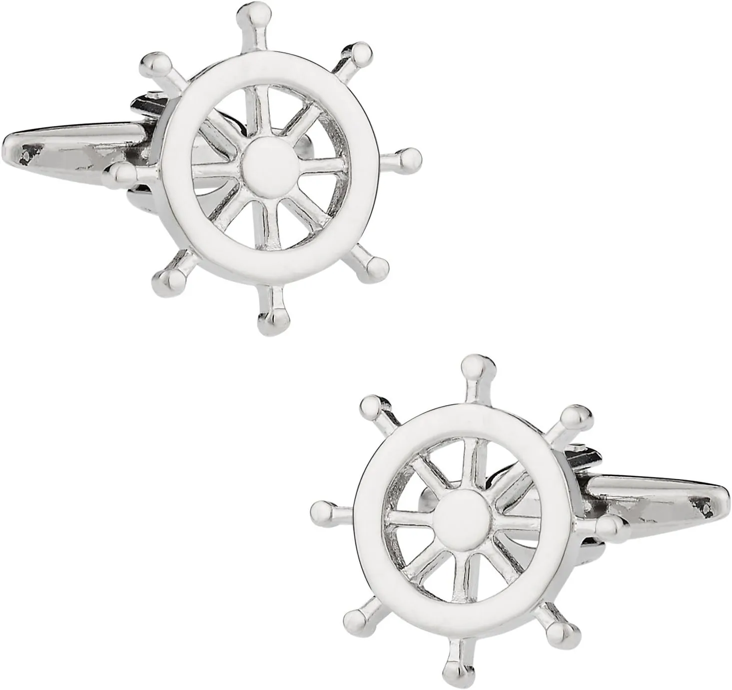 Cuff-Daddy Nautical Ships Wheel Silver Tone Cufflinks with Presentation Box